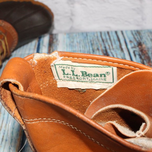 LL BEAN Brown Leather Unlined Waterproof Duck Boots Size 9 M - Picture 6 of 9